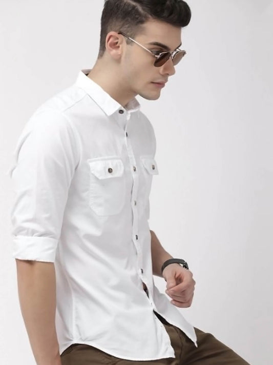 White Double Pocket Shirt  - Code # W128