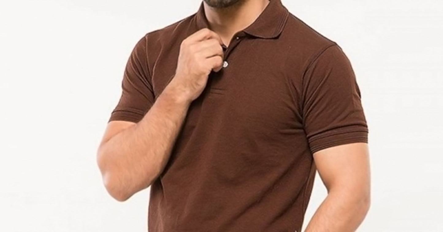 Dark Brown Cottn Basic Polo T-shirt