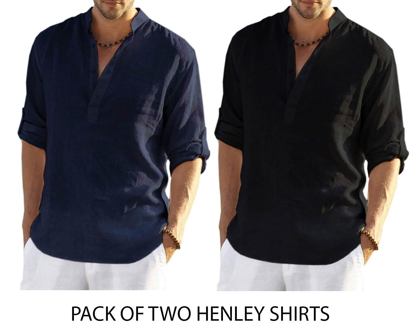 Pack of Two Henley Navy & Black