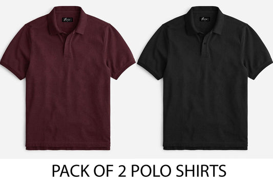 Pack of 2 Slim Fit Polo Shirt - Maroon & Black