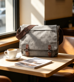Large Vintage Canvas Messenger Shoulder Bag Travel Crossbody Purse Briefcase Business Bag for 15 Inch Laptop - Image 2