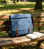 Canvas Messenger Bag Travel Satchel Shoulder Bag 15.6 Inch Laptop Bag Briefcase Business - Image 2