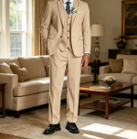 3 Piece Linen Suit Casual Lightweight Blazer Jacket Vest Pants Set for Wedding Business Prom