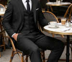 3 Piece Slim Fit Suit Set with Tie 2 Button Blazer Jacket Vest and Pants Business Wedding Party Prom - Image 2