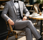 One Button 3 Piece Suit Slim Fit Tuxedo Set with Blazer Jacket Vest and Pants for Wedding Prom Business