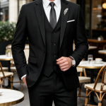 Slim Fit 3 Piece Suit One Button Solid Blazer Business Party Jacket Vest Pants Set - Image 2
