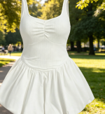 Plus Size Sleeveless Bubble Dress Ruched Rib Knitted A Line Mini Dress