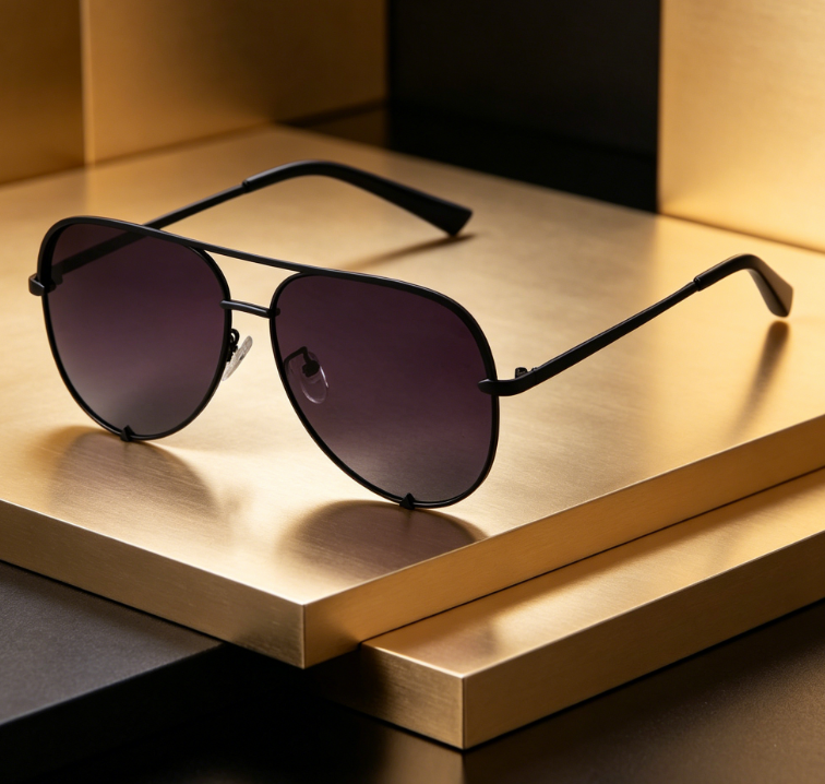 187 Oversized Aviator Sunglasses for Women and Men Trendy Retro Faded Black Shades Classic UV Protection - Image 1