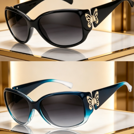 Polarised Sunglasses for Women Trendy Retro Shades UV Protection with Butterfly Detail Pack of 2