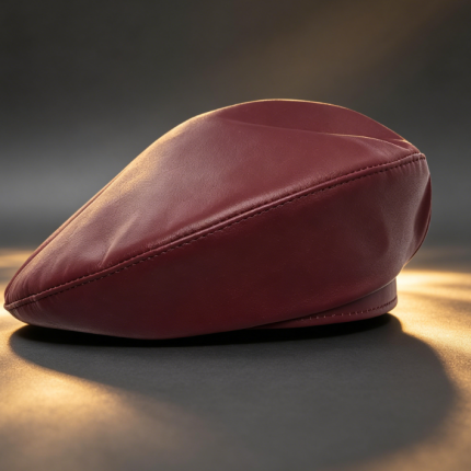 Leather Beret for Men and Women Sewn Military Style Cap