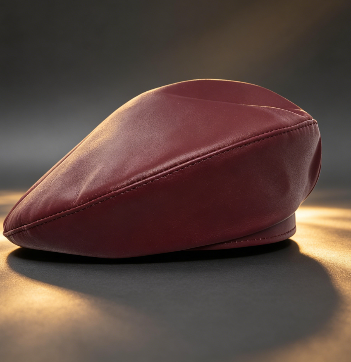 201 Leather Beret for Men and Women Sewn Military Style Cap - Image 1