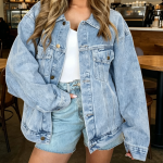 Jean Jacket Denim Long Sleeve Button Down Shirt Trendy Coat Fall Fashion Winter Outfit - Image 2