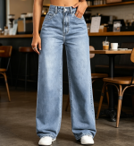 Straight Leg High Waisted Wide Leg Loose Stretchy Boyfriend Denim Pants Baggy Jeans - Image 2