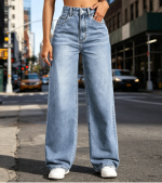 Straight Leg High Waisted Wide Leg Loose Stretchy Boyfriend Denim Pants Baggy Jeans