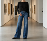 Shaping Wide Leg Denim Pants - Image 2