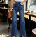 Flare Jeans High Waisted Wide Leg Baggy Jean Stretch Denim Pants - Image 2
