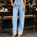 High Waisted Boyfriend Baggy Straight Leg Casual Denim Pants - Image 2