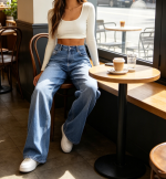 Wide Leg High Waist Baggy Loose Boyfriend Denim Pants - Image 2