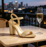 3.5 Inch Chunky Heel Open Toe Ankle Strap High Heel Sandals Wedding Party Dress Heels - Image 2