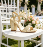 3.5 Inch Chunky Heel Open Toe Ankle Strap High Heel Sandals Wedding Party Dress Heels