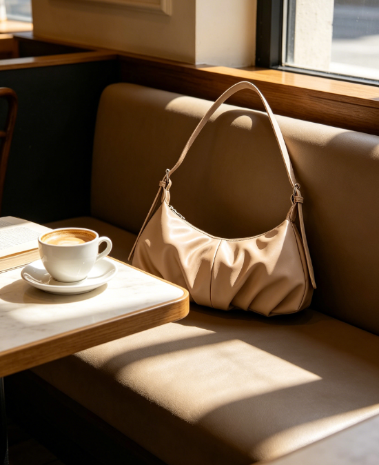 97 Shoulder Bag Dumpling Small Hobo Bag Vegan Leather Ladies Clutch with Adjustable Strap - Image 1